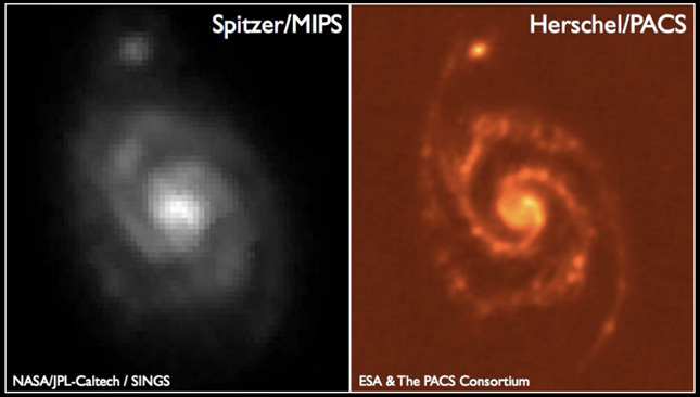 Forrás: NASA/JPL-Caltech/SINGS, ESA, PACS Consortium Forrás: NASA/JPL-Caltech/SINGS, ESA, PACS Consortium
